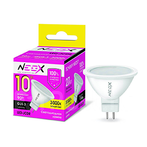 Лампа светодиодная "NEOX LED-JCDR" MR16, GU5.3, 10Вт, 220В, 3000K, 800Лм