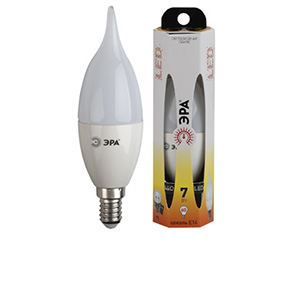 Лампа светодиодная 220В  7Вт E14 2700К свеча на ветру  LED smdВXS &quot;ЭРА&quot; (1/6шт)