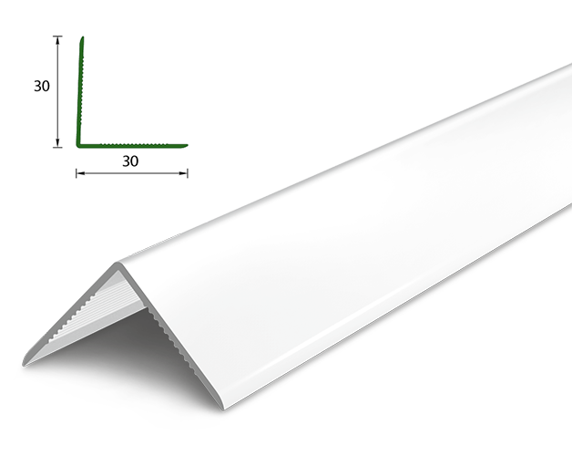 Угол ПВХ KU, 30*30мм, L=2,7м, &quot;Белый глянцевый&quot;
