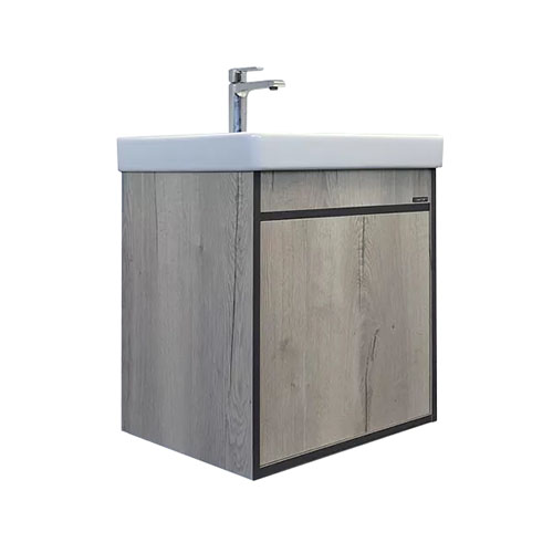 Тумба "Вена 55", дуб дымчатый, с умывальником "Адриана 55", подвесная