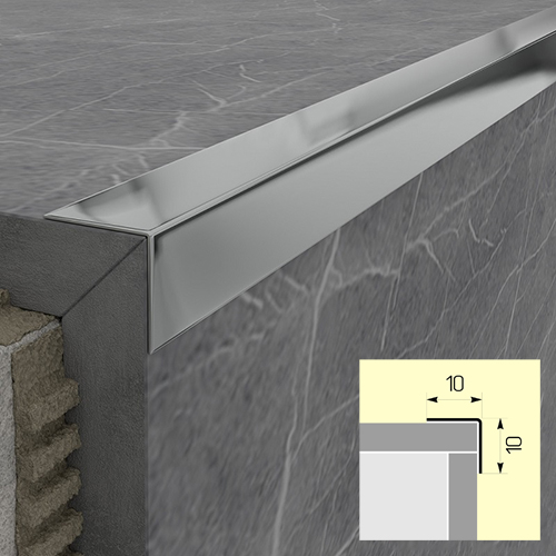 Профиль алюминиевый для плитки РПН-У01 10*10П 2,7м