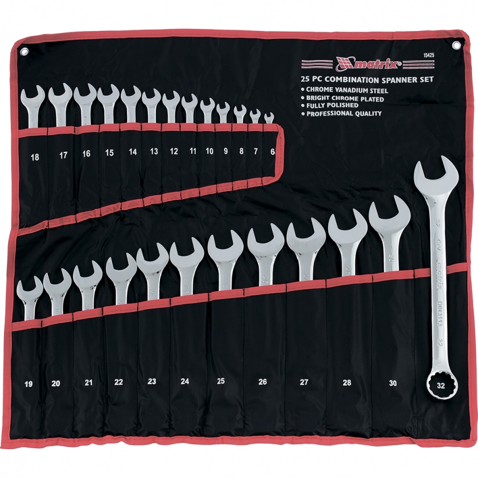 Набор ключей "Matrix" комбинированных CrV 6-32мм, 25шт