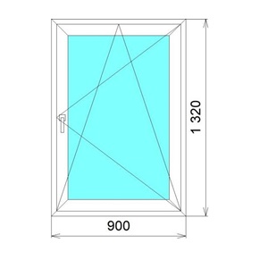 Пластиковое окно Wintech VORNE 1320*900*58мм 1 створка, правая поворотно-откидная 2х камерный стеклопакет, 3х камерный профиль