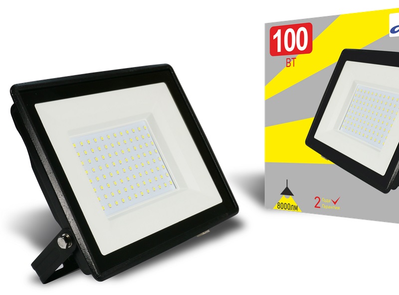 Прожектор светодиодный 100Вт 6500К 8000Лм 220В черный "СДО-5" "Aktiv Electro"