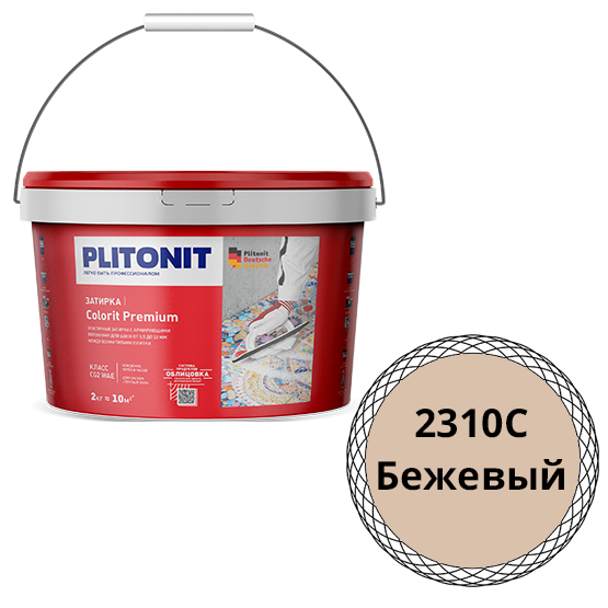 Затирка водоотталкивающая &quot;Плитонит Colorit premium&quot;, 2кг, &quot;бежевый&quot; цементная