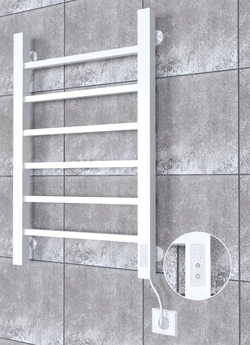 Электрический полотенцесушитель AQUATTRO Электро лесенка, профиль, Прямая П4, 500х600, терморегулятор, белый [1]