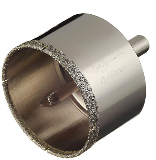Коронка алмазная по кафелю, керамограниту, стеклу "Trio-Diamond", d60*35мм, с центрирующим сверлом, мокрый рез, трехгранный хвостовик