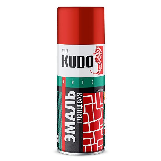 Эмаль аэрозольная красная глянцевая "KUDO", 520мл