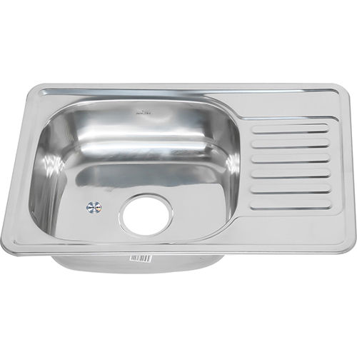 Мойка нержавеющая врезная 660*420*160*0,6мм "Melana", правое крыло, с выпуском 3 1/2, с сифоном