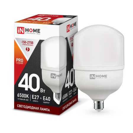 Лампа светодиодная A70 40Вт Е27/Е40 220В 6500К 3600Лм LED-HP-PRO "IN HOME" (1/12шт)