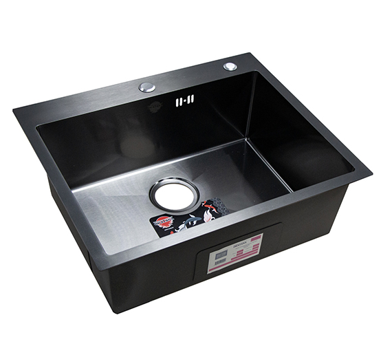 Мойка "Okatana" нержавеющая врезная 600*500*200*0,8мм, с выпуском 3 1/2, с сифоном, графит