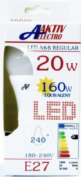 Лампа светодиодная A65-70 20Вт Е27 6500К 1900Лм Regular "AKTIV ELECTRO"