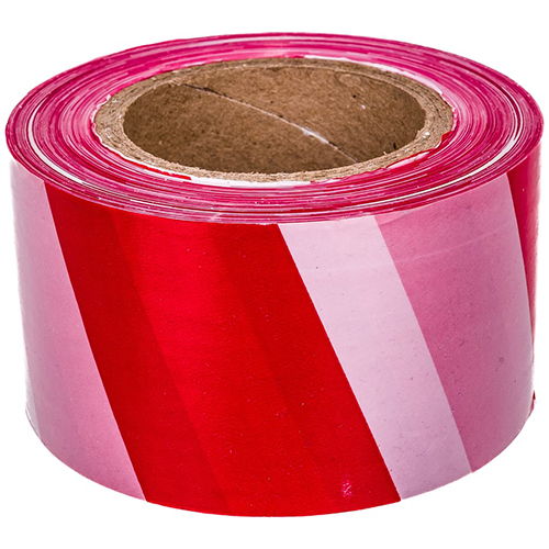 Лента сигнальная "SDM" бело-красная, 75мм*200м, не липкая