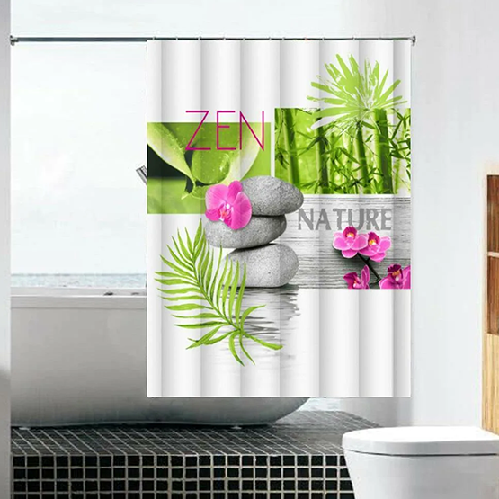 Шторка для ванной "Духовная истина" "MZ-98" в комплекте с кольцами 1800*1800мм полиэстер