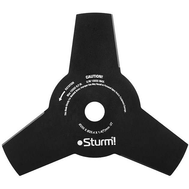 Нож трехлепестковый для триммера, 255мм*1,4, "Sturm!"