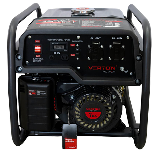 Генератор бензиновый VERTON POWER GG2500 (2,0/2,3 кВт, 230В, 7л.с., ручной старт, 12В, бак 12л, счетчик моточасов)
