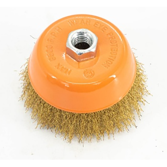 Щетка 100мм &quot;Bohrer&quot; чашеобразная латунированная мягкая 0,3мм для УШМ