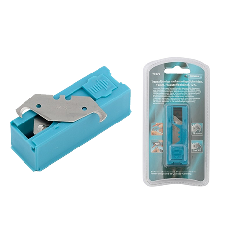 Лезвие  19мм "Gross" трапециевидные крючкообразные, пластиковый пенал!!!