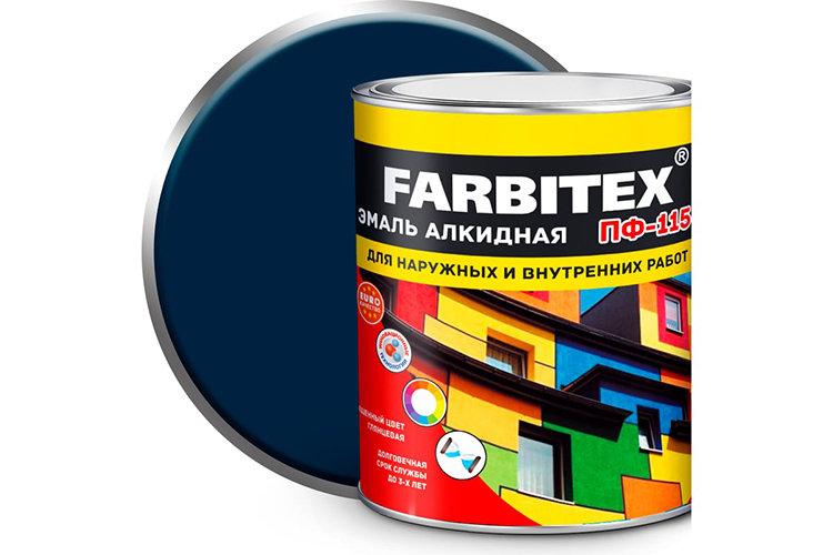 Эмаль алкидная синяя ПФ-115 "FARBITEX", 1,8кг