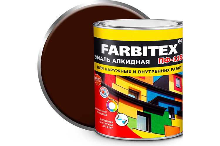 Эмаль алкидная шоколадная ПФ-115 &quot;FARBITEX&quot;, 2,7кг