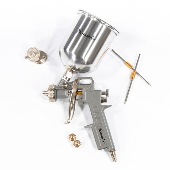 Краскораспылитель "Matrix" пневмат с верхним бачком 0,6л, сопла d=1.2, 1,5 и 1,8мм