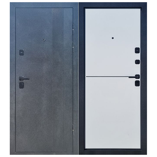 Дверь входная "Титан Т-182 LINE", 960*2050*90мм, правая, металл - "Антик серебро", МДФ - "Серый эмалит"