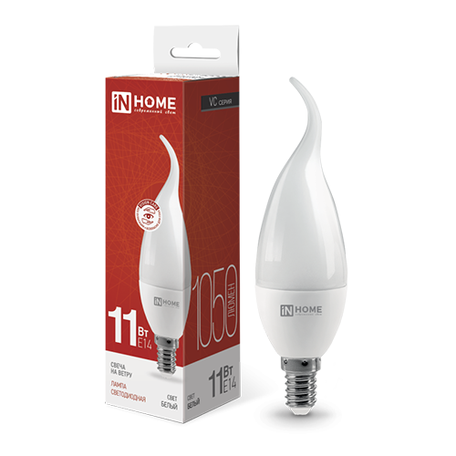 Лампа светодиодная LED-СВЕЧА НА ВЕТРУ-VC 11Вт 230В Е14 4000К 1050Лм IN HOME