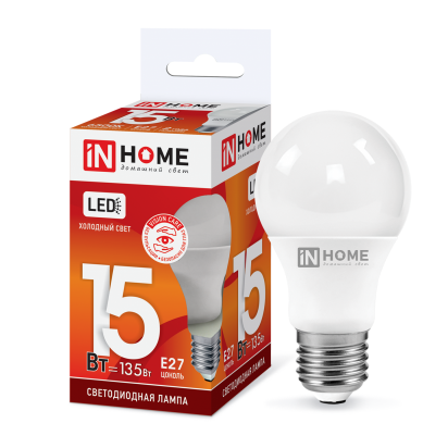 Лампа светодиодная A60 15Вт 230В Е27 6500К 1350Лм "IN HOME"