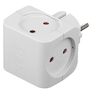 Тройник 4 гнезда без заземления 10А 230В белый "Эра"