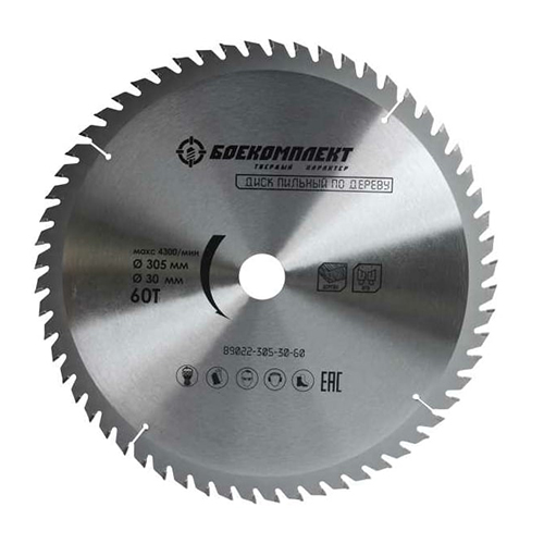 Диск пильный "Боекомплект" 305*30мм, 60 зубов, 3мм, по дереву