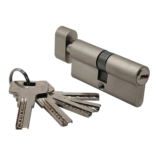 Ключевой цилиндр высокой секретности с заверткой "HS-70C SN", "Матовый никель"