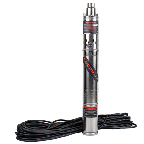 Насос скважинный винтовой  Verton AQUA DW110/750S (750 Вт, 230 В//50 Гц, Q max 35 л/мин, H max 110 м, диам. 76 мм, верх. забор, дав. 11.2, глуб. 30 м