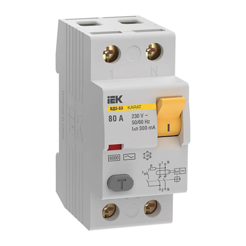 Выключатель дифференциальный ВД3-63 (УЗО), 2Р 80А 300мА "ИЭК"