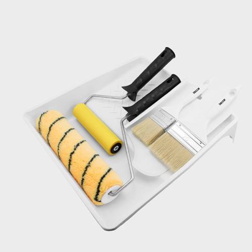 Набор "Почти даром": ванночка 320х350мм+валик 240мм, ручка d=6мм, ворс 18мм, полиакрил зел.+валик приж.150мм, ручка d=6мм+кисть плос. 50мм+кисть плос. 75мм+шпатель унив. 4в1, Decor