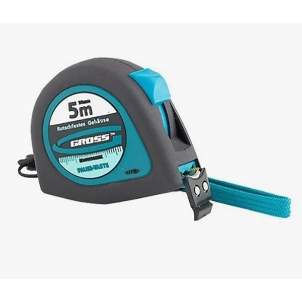 Рулетка "Gross" 5м*25мм, магнитный обрезинненый зацеп
