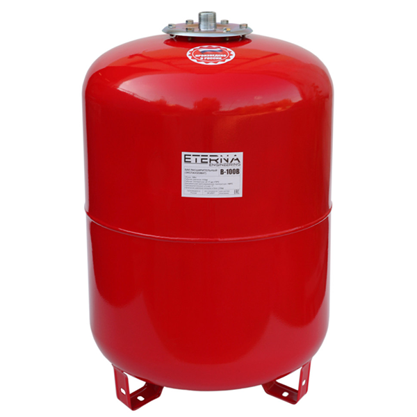 Расширительный бак ETERNA 100 литров, 6атм. красный бак, вертикальный на опорах