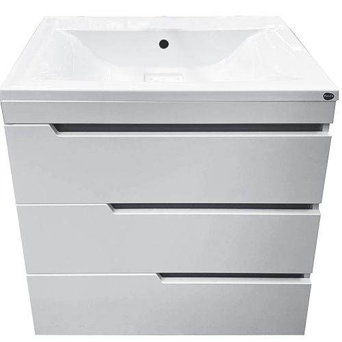 Тумба "Royal 80", белая с умывальником "Elegante 80"