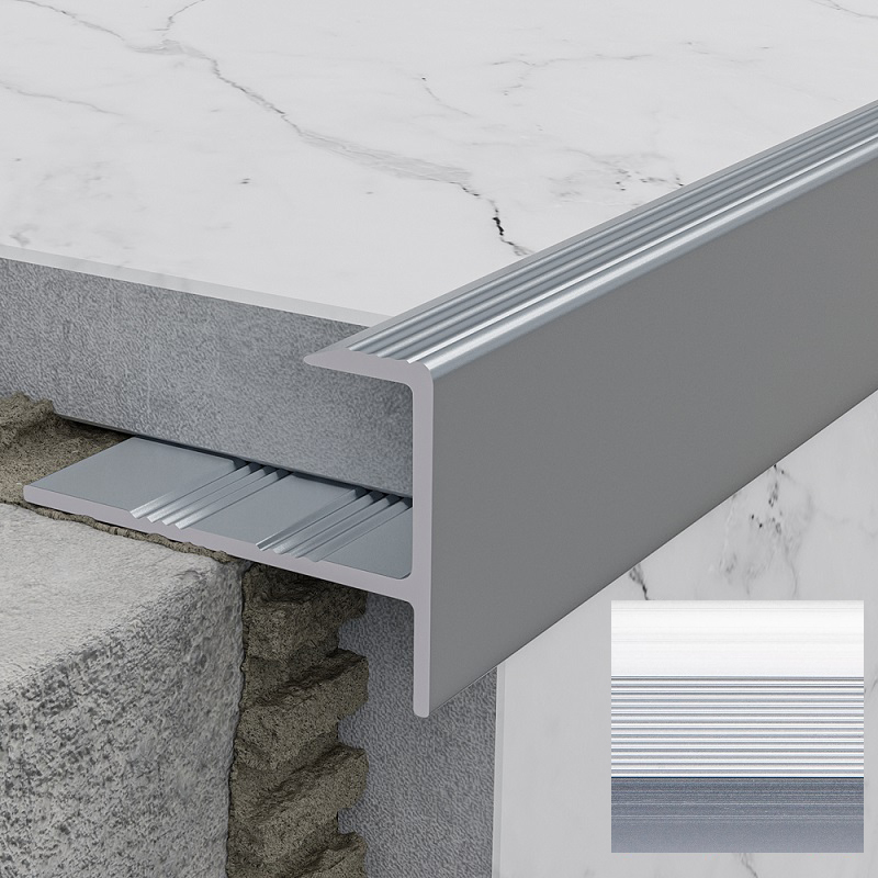 Профиль алюминиевый для плитки РП-АКП-20  12мм*2,7м, "Андонированный матовое серебро"