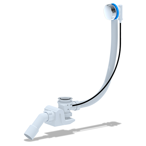 Сифон для ванны со стальным выпуском и полуавтоматическим переливом "Бриг", с переходной трубой 40/50, EM361, "Ани Пласт"