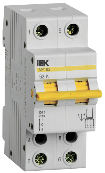 Выключатель-разъединитель трехпозиционный ВРТ-63, 2Р 63А "ИЭК