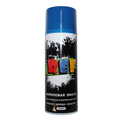 Эмаль аэрозольная синяя глянцевая акриловая "REF", 520мл