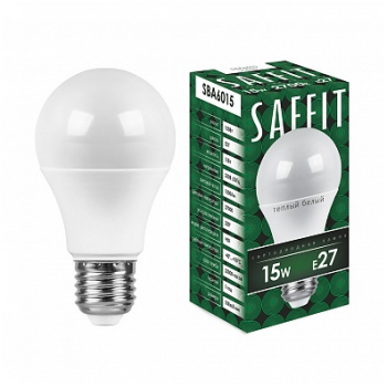 Лампа светодиодная "Saffit SBA6015" А60, Е27, 15Вт, 4000К, 1500Лм, матовая