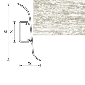 Плинтус &quot;Ясень белый&quot;, кабель-канал, мягкий край, 55*2200мм