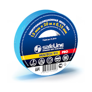 Изолента ПВХ "Safeline" 15мм*20м, синяя 1/200