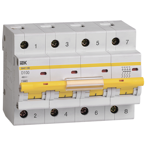 Автоматический выключатель ВА47-100 4Р 10А 10кА тип D "ИЭК"