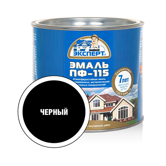 Эмаль алкидная чёрная ПФ-115 &quot;Эксперт&quot;, 1,8кг