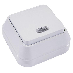 Выключатель 1-кл с подсветкой, "Siva Ustu Makel", белый