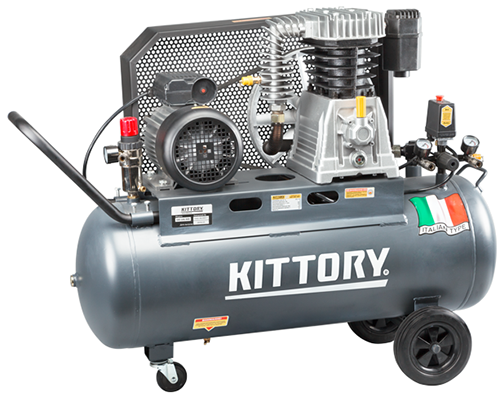 Компрессор поршневой ременной KAC-100/80S производительность 600л/мин 3000Вт 220В максимальное рабочее давление 10 бар "Kittory"