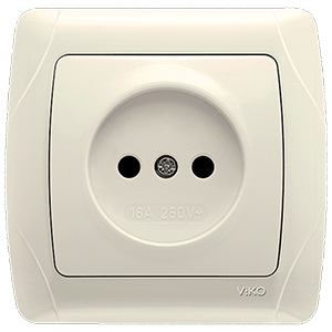 Розетка 1-ая без заземления, "Carmen Viko", скрытой проводки, кремовая