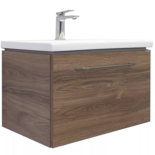 Тумба &quot;Томари 70&quot;, 700*480*450мм, дуб тёмно-коричневый, с умывальником &quot;Como 70&quot;, подвесная